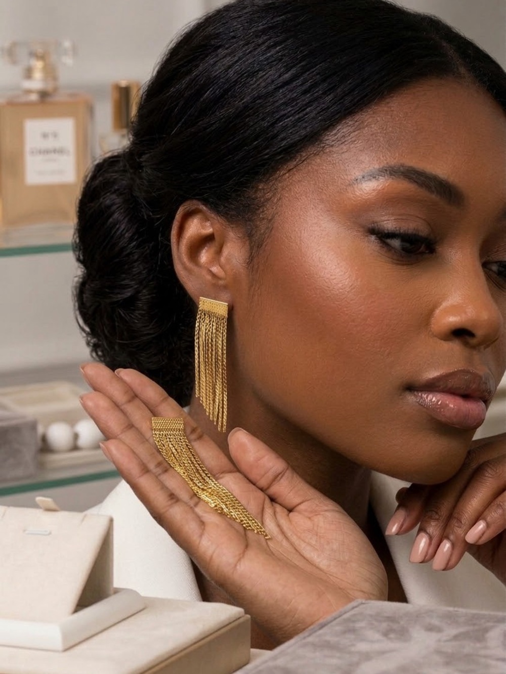 & Other Stories Gold Chain Fringe Drop Earrings